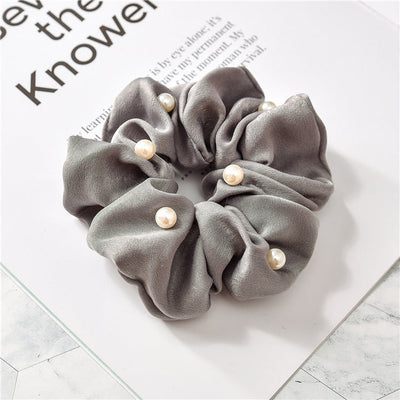 Women's Simple Style Solid Color Cloth Pearl Hair Tie