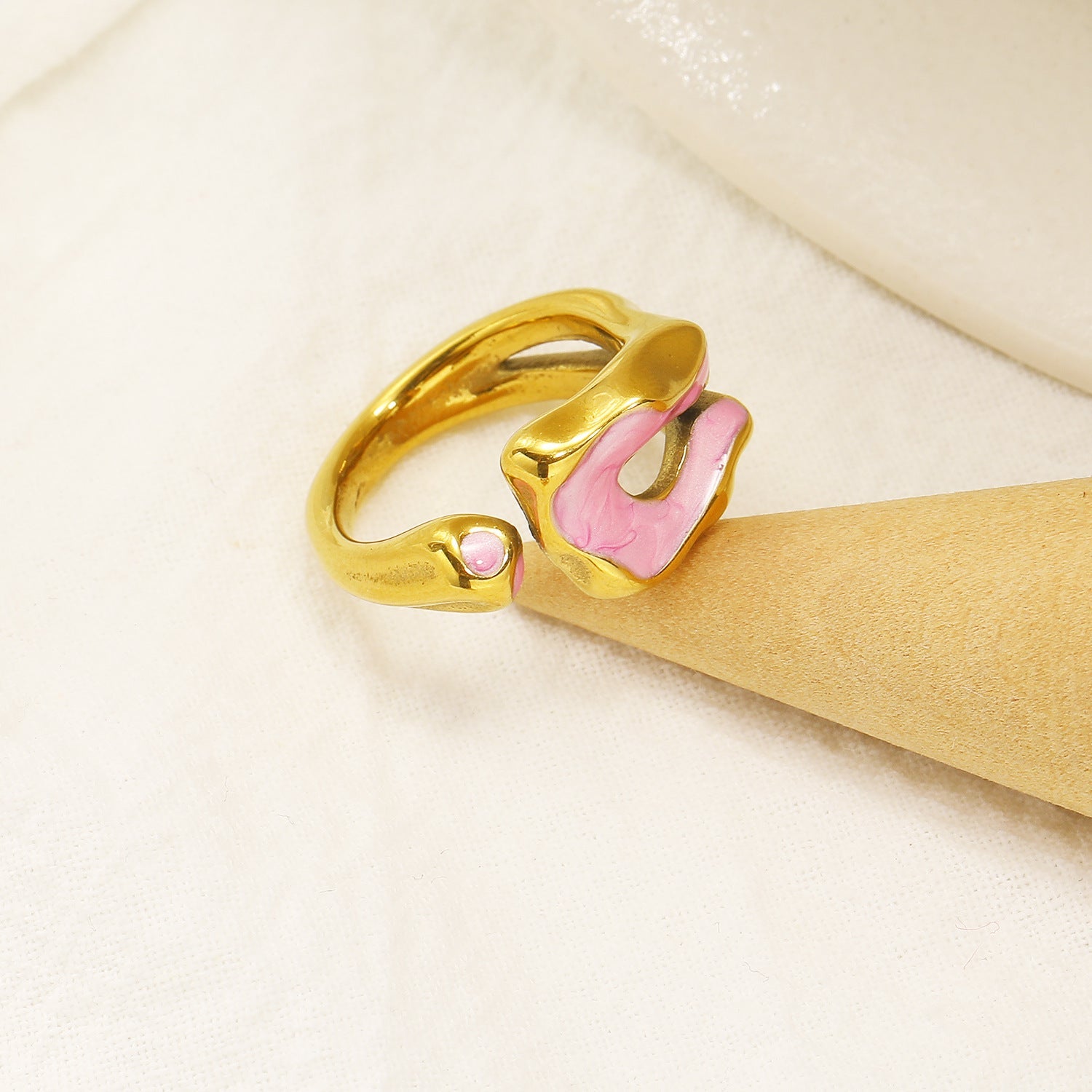 Jewelry Casual Simple Style Irregular 304 Stainless Steel 18K Gold Plated Enamel Rings