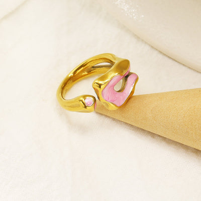 Jewelry Casual Simple Style Irregular 304 Stainless Steel 18K Gold Plated Enamel Rings