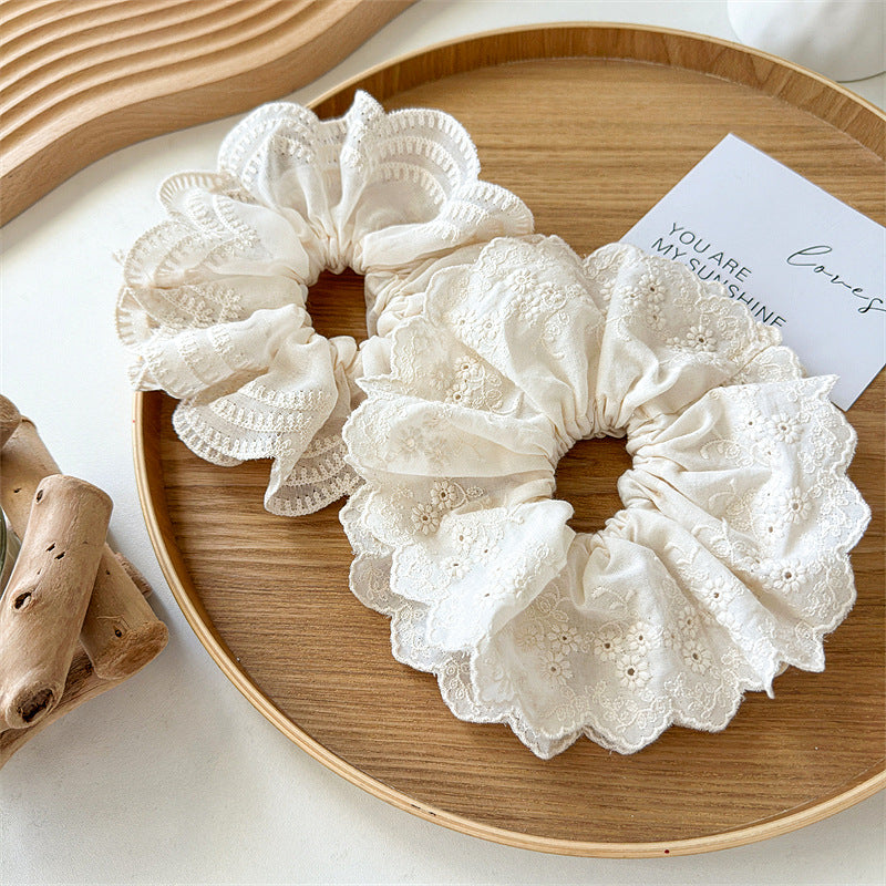 Super Fairy Internet Hot New Lace Large Intestine Ring Hair Ring Graceful and Fashionable Girl Top Cuft Boutique Hairware