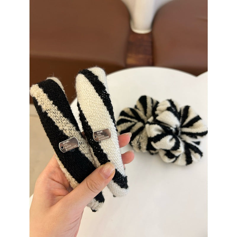 women's lady solid color yarn hair band