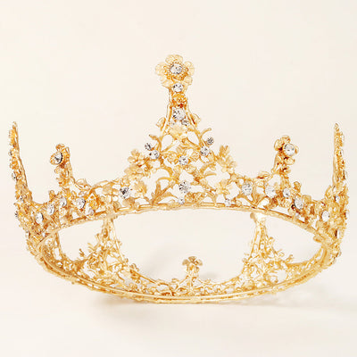 baroque creative full-round crown alloy flower bridal crown