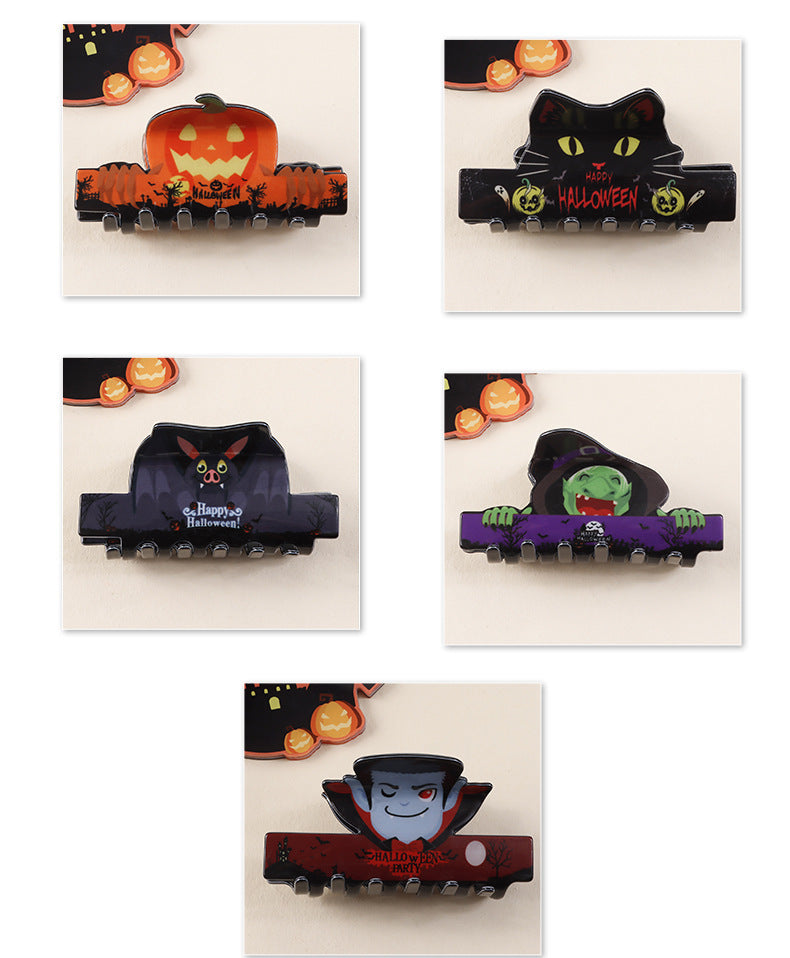 Halloween Funny Women's Pumpkin Cat Skull PVC Hair Claws