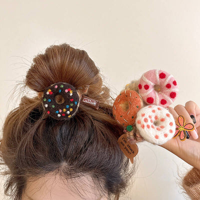 Cute Women's Letter Donuts Felt Hair Tie