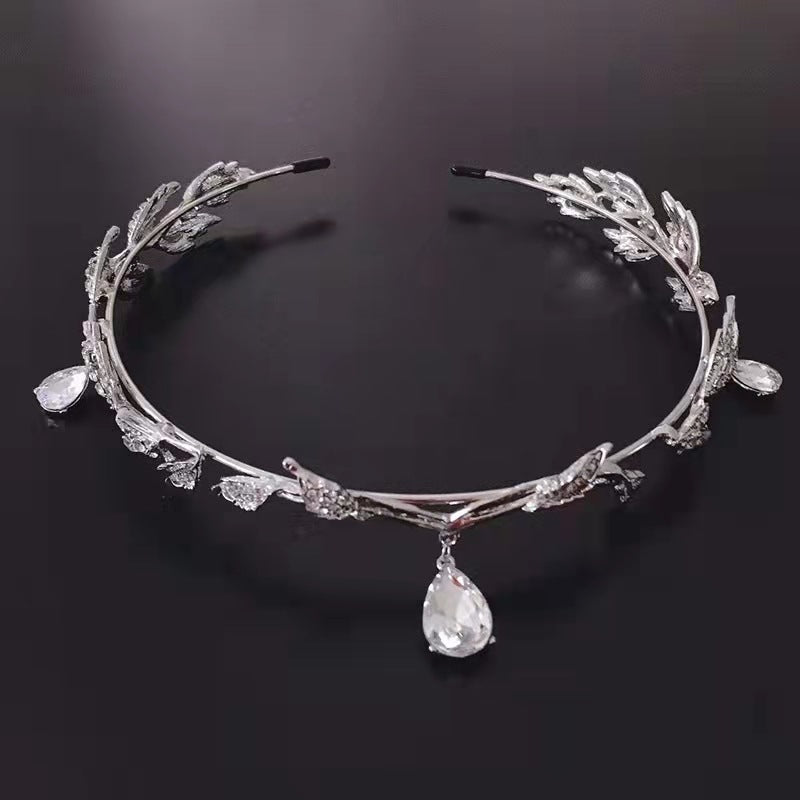 Women's Fairy Style Princess Leaves Metal Plating Inlay Artificial Crystal Rhinestones Hair Band