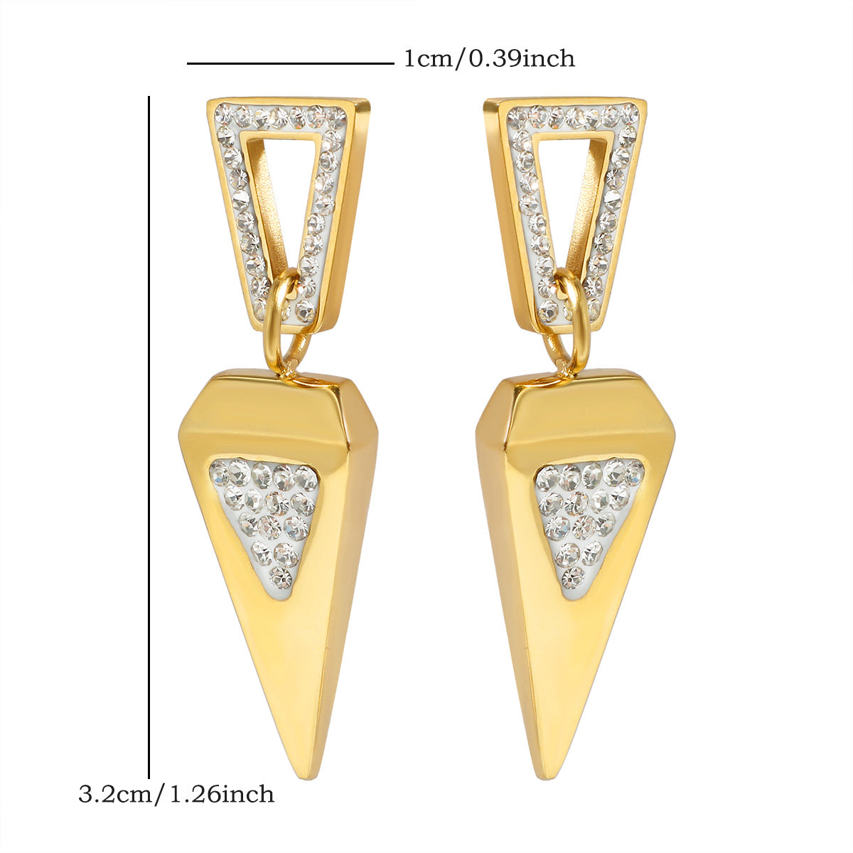 Jewelry Streetwear Triangle 304 Stainless Steel Zircon Plating Earrings Necklace