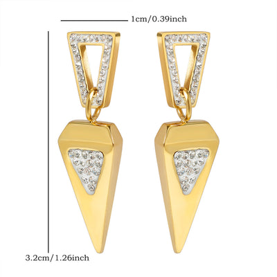 Jewelry Streetwear Triangle 304 Stainless Steel Zircon Plating Earrings Necklace