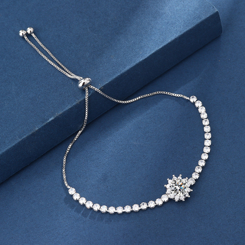 Copper Inlay Round Square Heart Shape Imitation Moissanite Bracelets