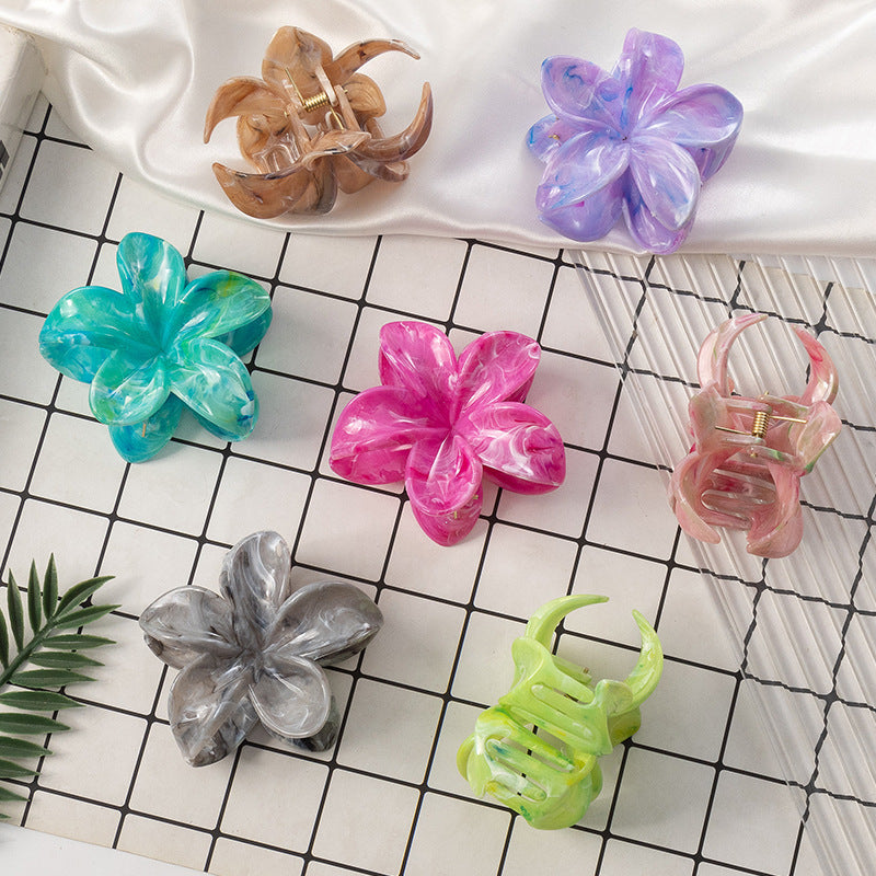Women's Simple Style Floral Plastic Resin Stoving Varnish Hair Claws