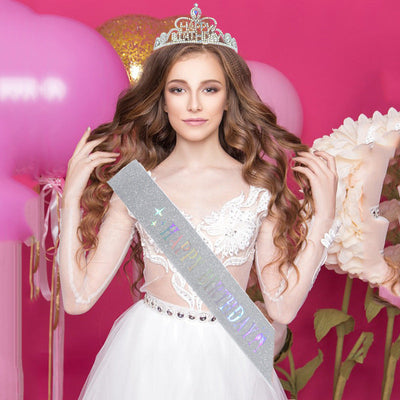 fashion letter metal inlay crown 2 piece set