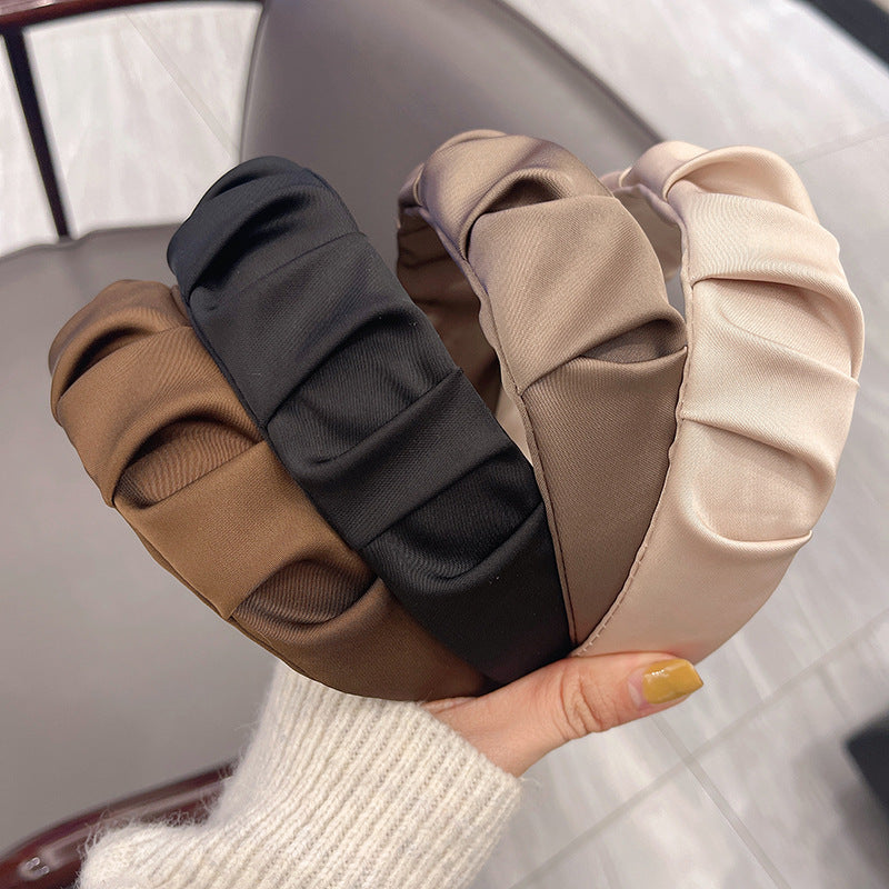 Women's Simple Style Solid Color Cloth Pleated Hair Band