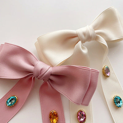 sweet bow knot cloth diamond hair clip