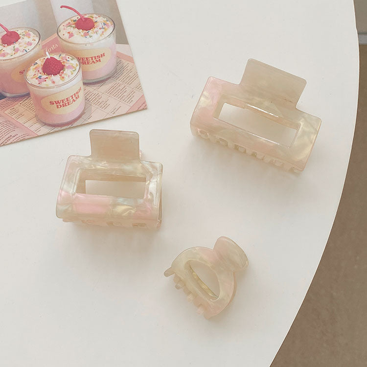 fashion solid color plastic resin polishing hollow out hair claws