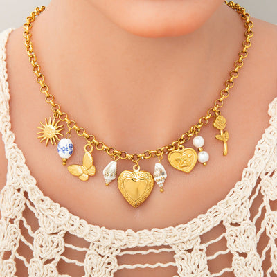 Jewelry Simple Style Classic Style Heart Shape 304 Stainless Steel Plating Pendant Necklace