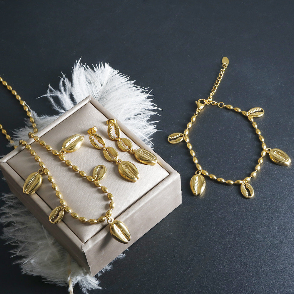 Jewelry Casual Marine Style Conch 304 Stainless Steel Plating Bracelets Earrings Necklace