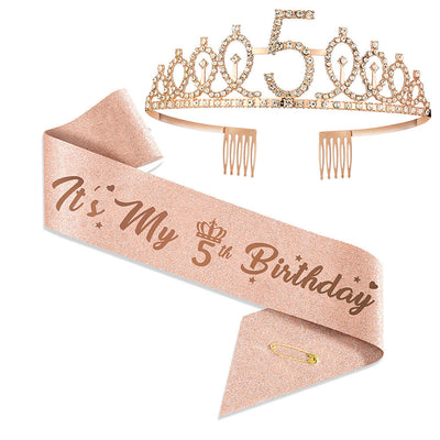 Girl'S Cartoon Style Letter Crown Metal Stoving Varnish Crystal Crown