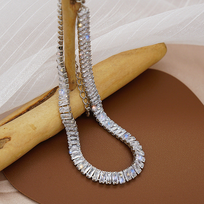 Copper Inlay Geometric Zircon Necklace