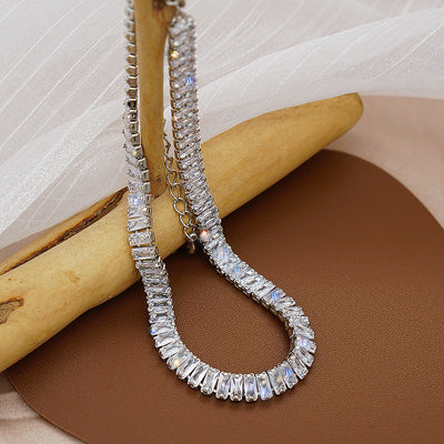 Copper Inlay Geometric Zircon Necklace