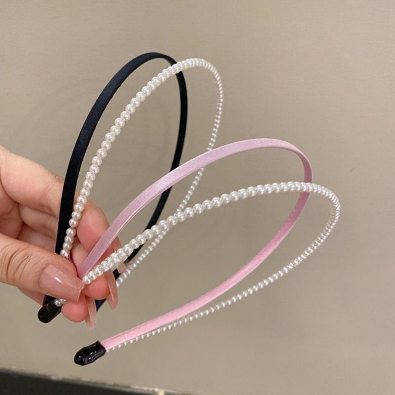 sweet simple style classic style geometric artificial pearl cloth hair band