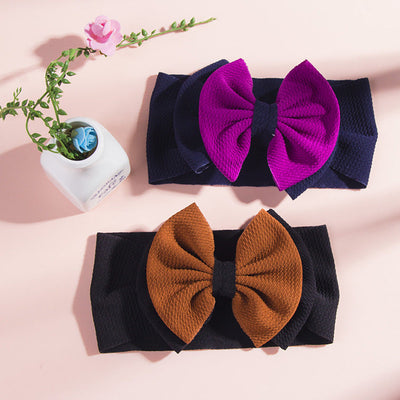 fashion children's solid color double-layer bowknot hairband