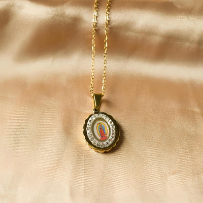 Jewelry Retro Religion Human Virgin Mary 304 Stainless Steel Diamond Plating Pendant Necklace