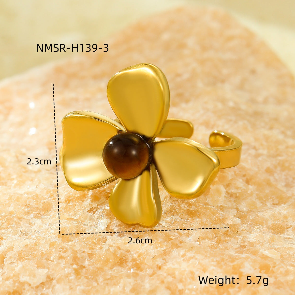 Jewelry Elegant Retro Flower 304 Stainless Steel Natural Stone Pearl Inlay Open Rings