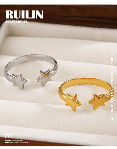 Jewelry Simple Style IG Style Star 304 Stainless Steel 18K Gold Plated Open Rings