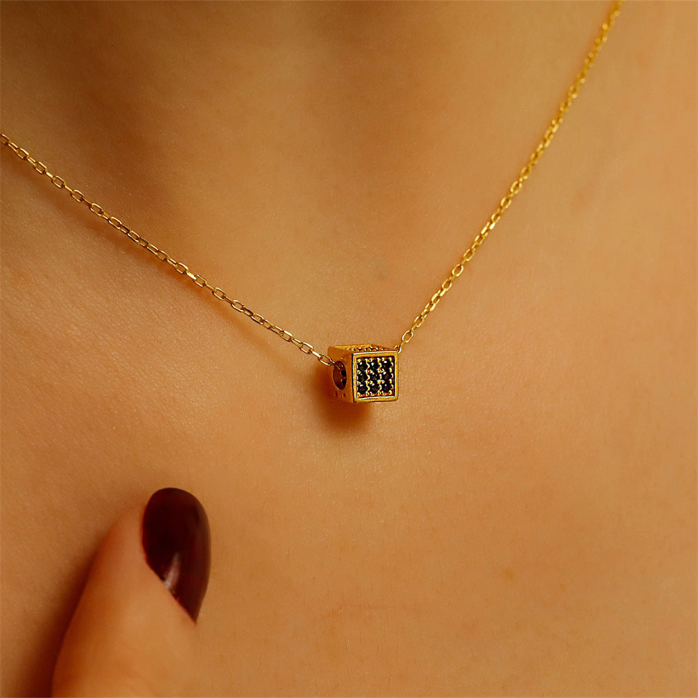 Jewelry Simple Style Geometric Square Titanium Steel Pendant Necklace