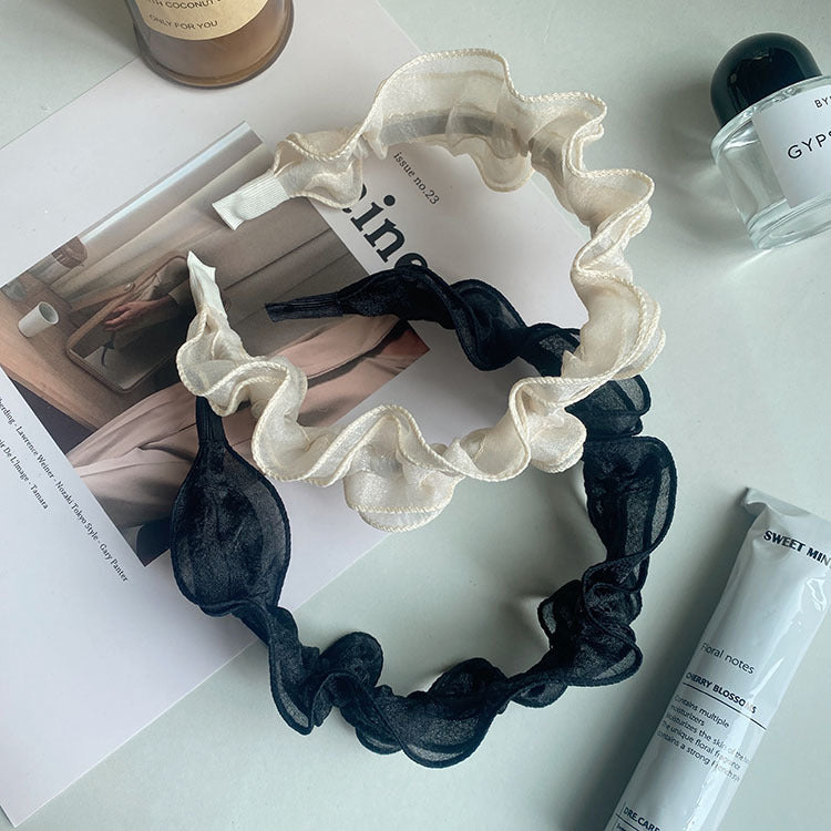 fashion solid color gauze pleated hair band 1 piece