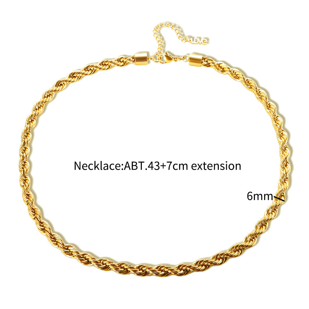 Jewelry Streetwear Twist 304 Stainless Steel Plating Bracelets Necklace