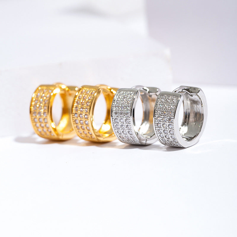 1 Pair Hip-Hop Streetwear Geometric Copper Zircon Earrings