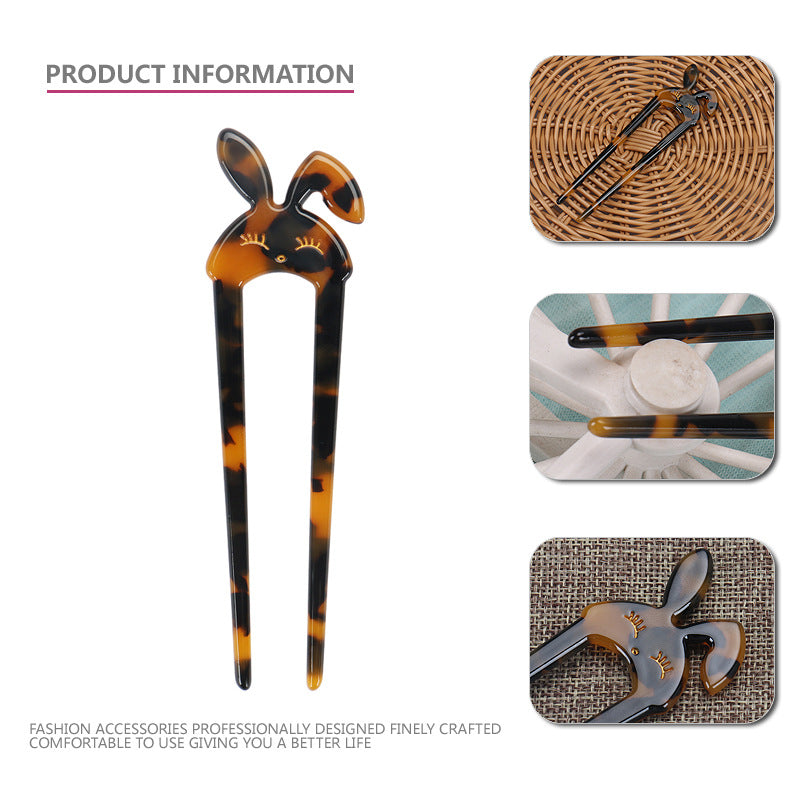 Women's Cute Retro Classic Style Rabbit Acetic acid sheets Hair Sticks