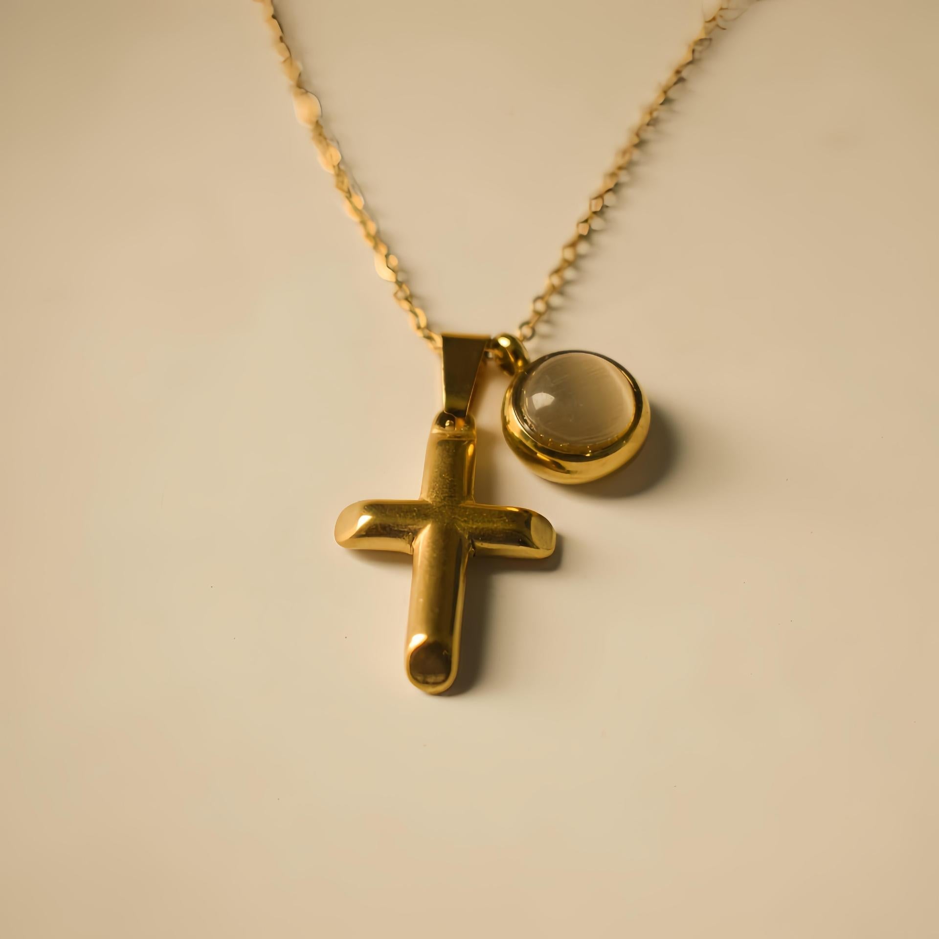 Jewelry Simple Style Cross 304 Stainless Steel Plating Pendant Necklace
