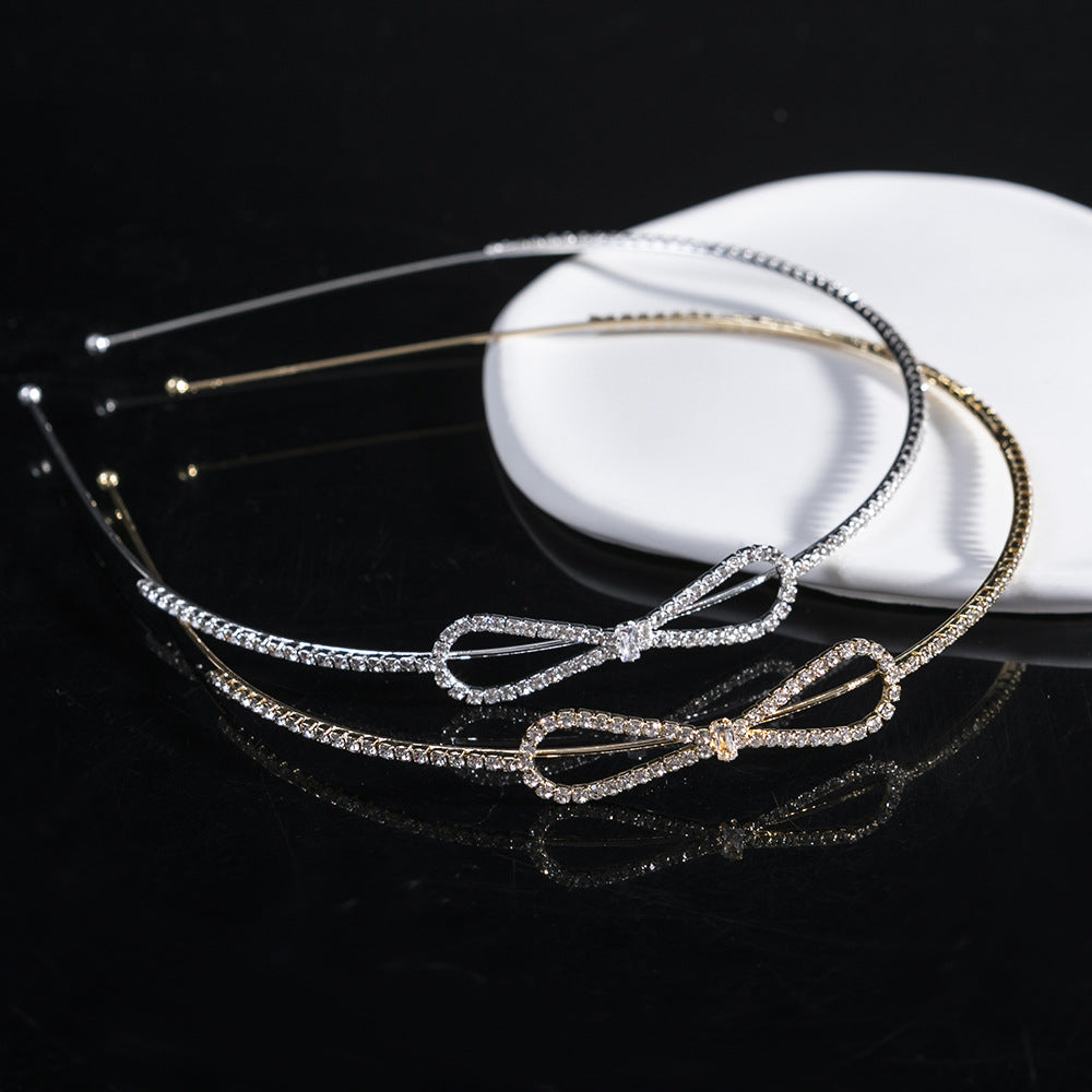 fashion bow knot metal inlay rhinestones hair band 1 piece