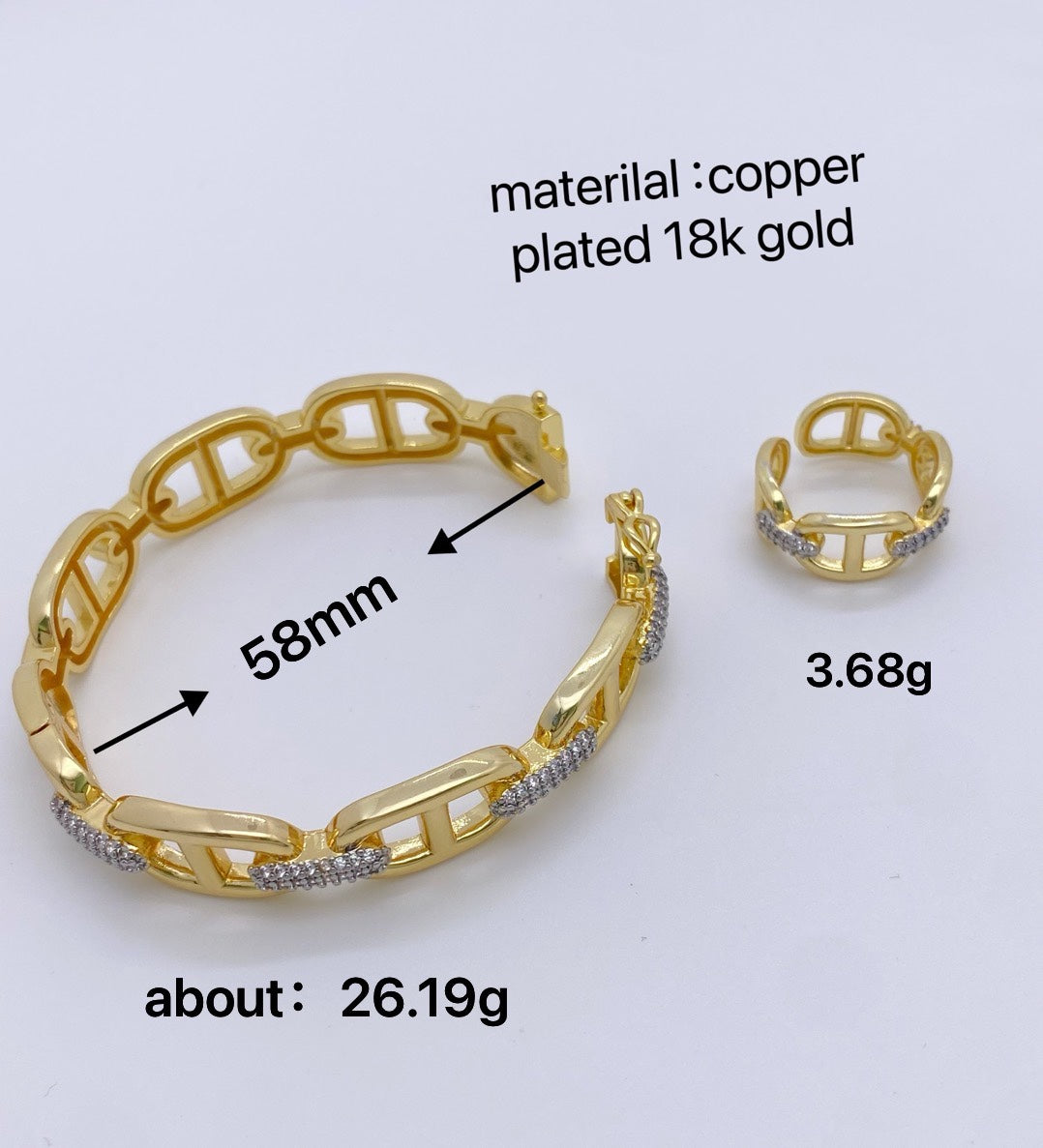 Jewelry Vintage Style Classic Style Geometric Copper Zircon Mixed Metal Rings Bracelets