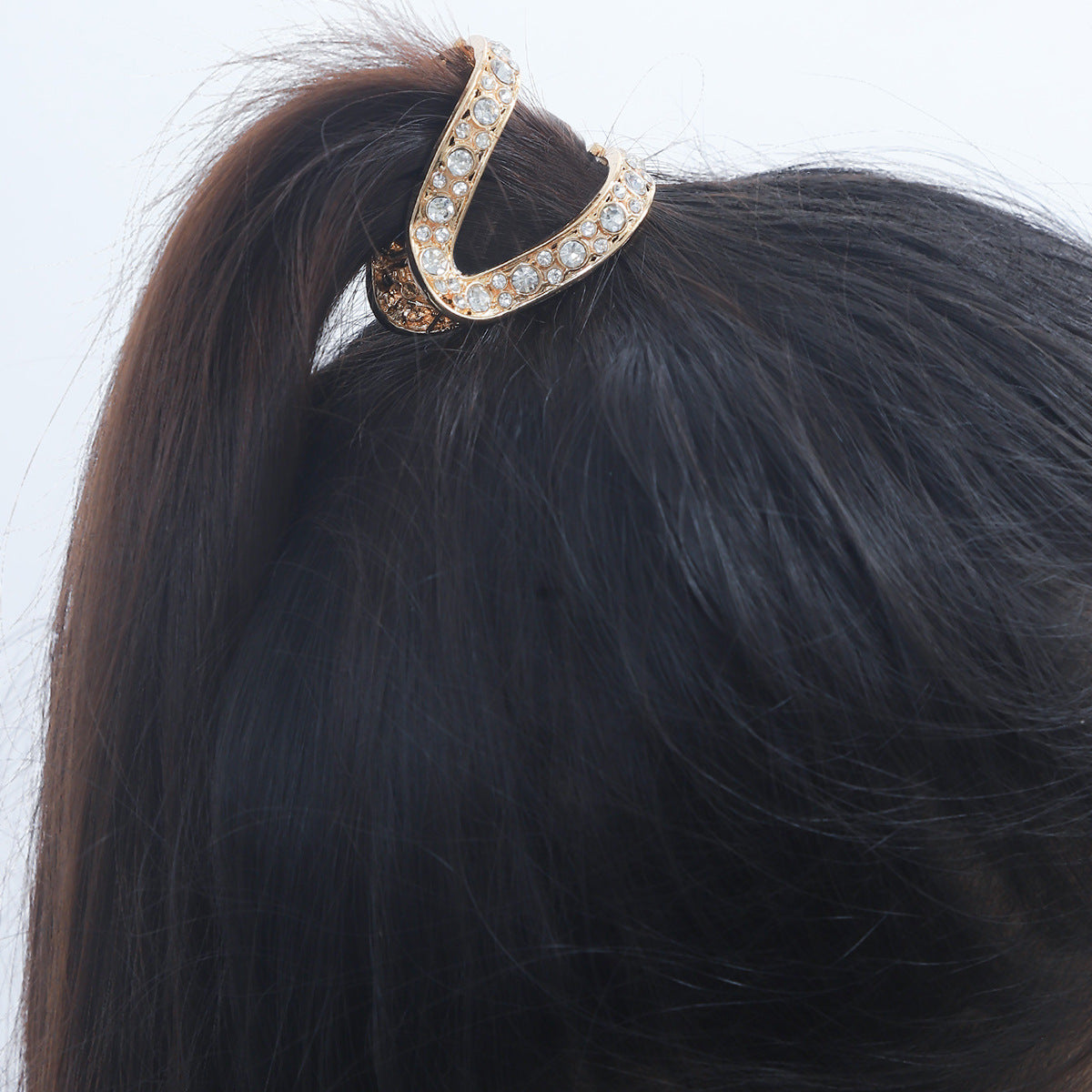 women's simple style solid color alloy plating inlay rhinestones hair claws