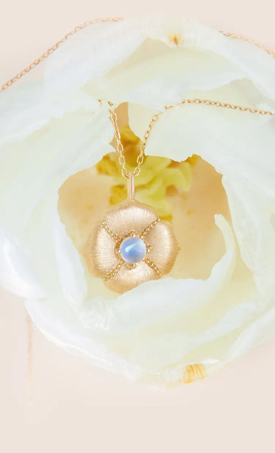 Alloy Copper Inlay Flower Birthstone Pendant Necklace