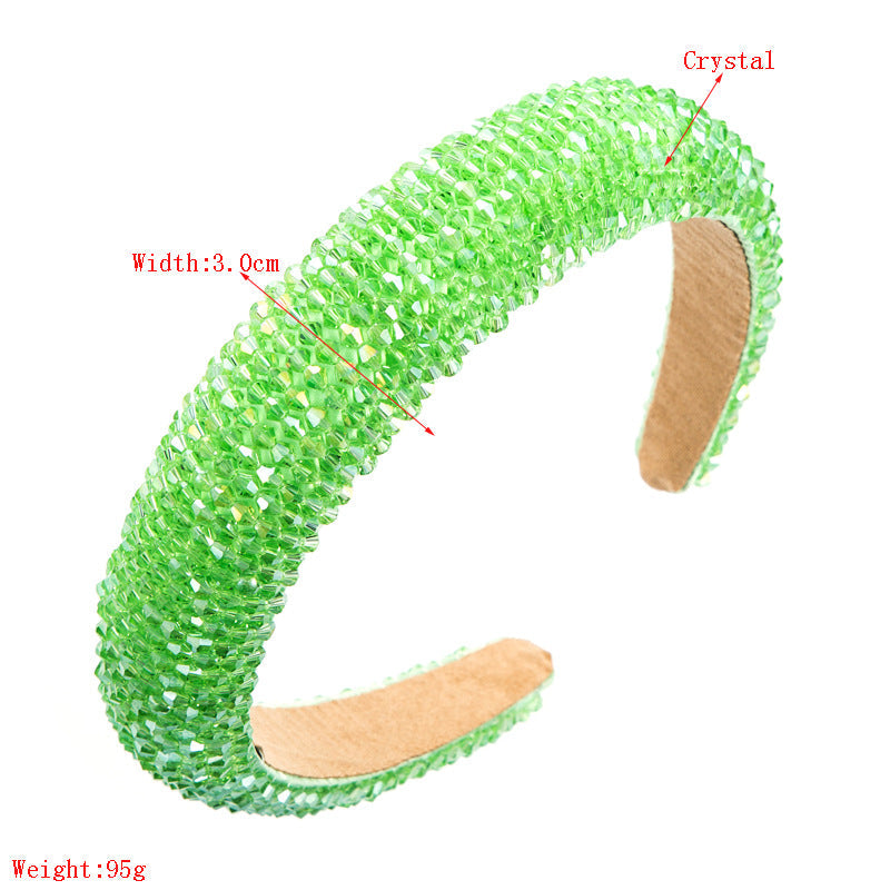 spring new sponge crystal wide edge headband