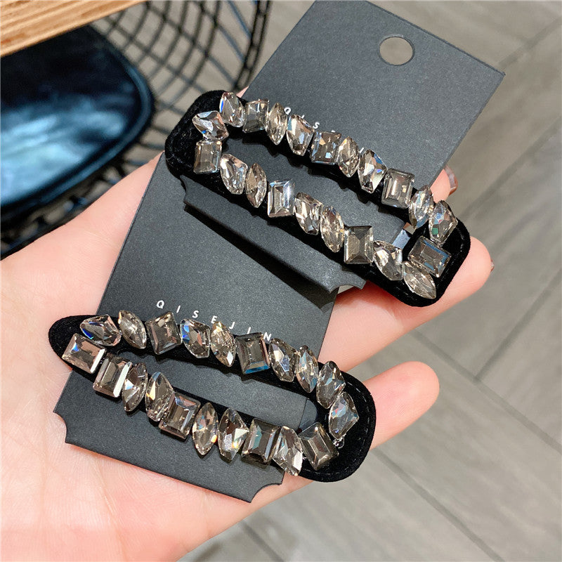 women's shiny water droplets rectangle rhinestone hair clip