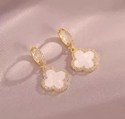 Four-leaf clover earrings women's premium classic small fragrant wind earrings