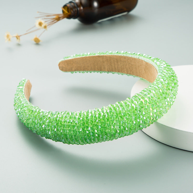 spring new sponge crystal wide edge headband