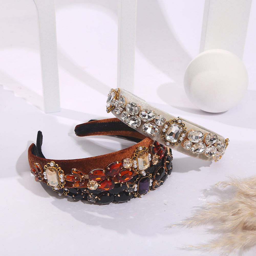 simple style geometric rhinestone flowers rhinestones hair band 1 piece