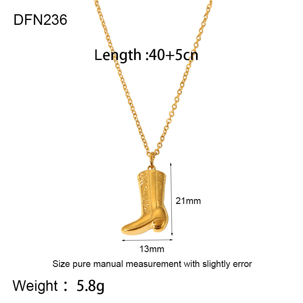 Jewelry IG Style French Style Boots 304 Stainless Steel 18K Gold Plated Plating Earrings Necklace