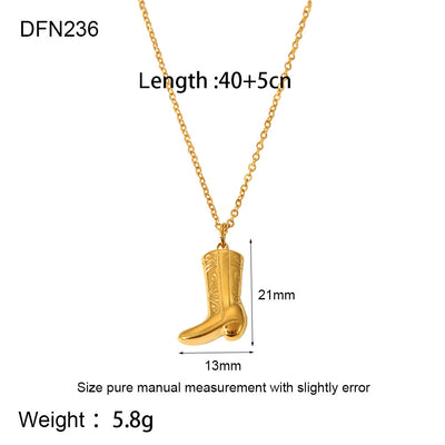 Jewelry IG Style French Style Boots 304 Stainless Steel 18K Gold Plated Plating Earrings Necklace