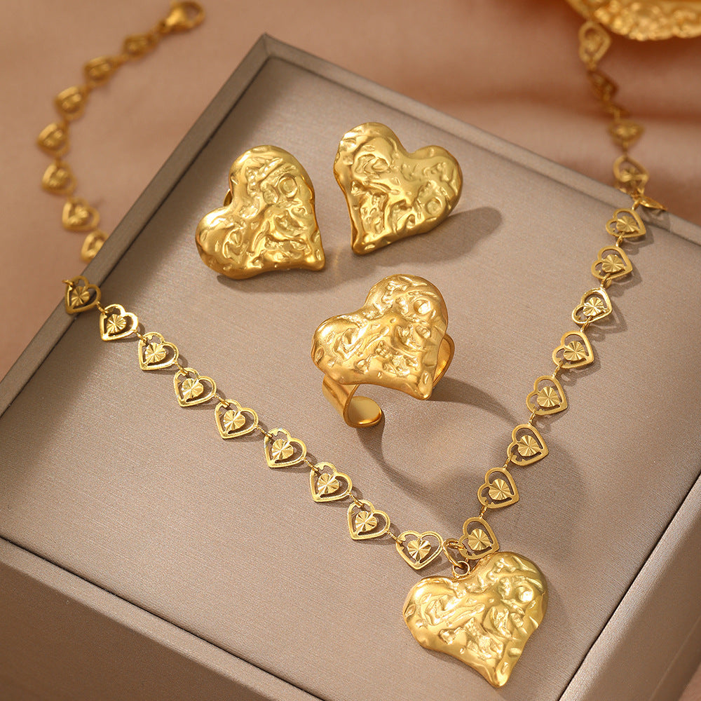 Jewelry Simple Style Classic Style Heart Shape 304 Stainless Steel Plating Jewelry Set