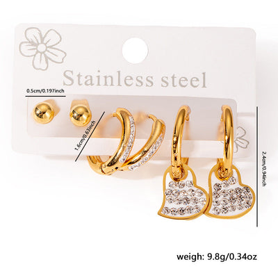 1 Set Elegant Star Heart Shape 304 Stainless Steel Drop Earrings