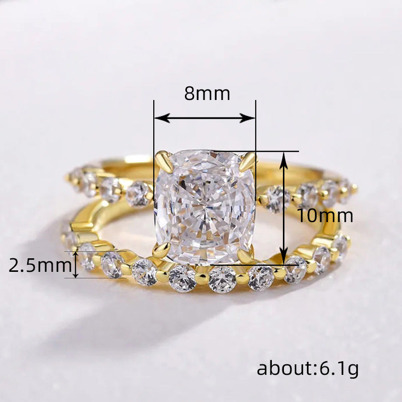 Copper Inlay Geometric Zircon Rings