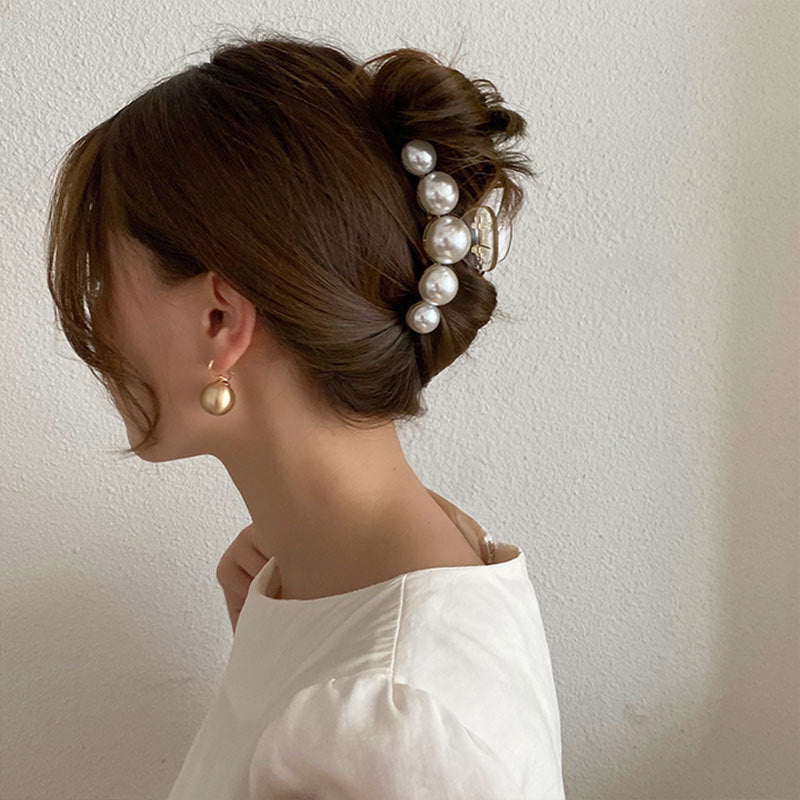 simple style geometric artificial pearl handmade hair claws 1 piece