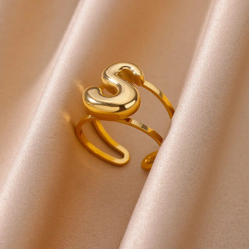 Jewelry Simple Style Letter 304 Stainless Steel Plating Open Rings