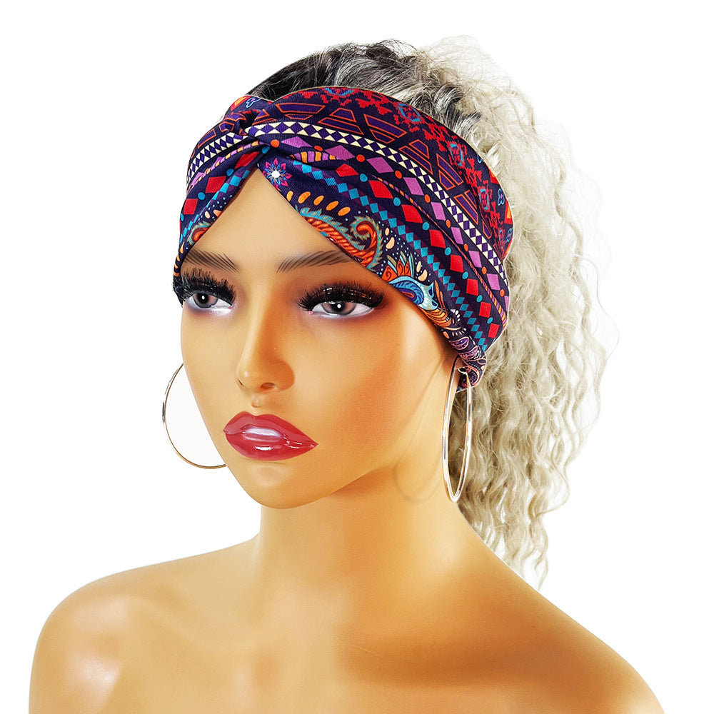 fashion color block flower cloth hair band 1 piece